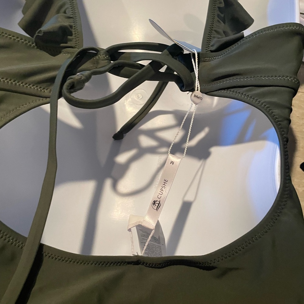 Olive Ruffle One-Piece Swimsuit - Picture 2 of 6